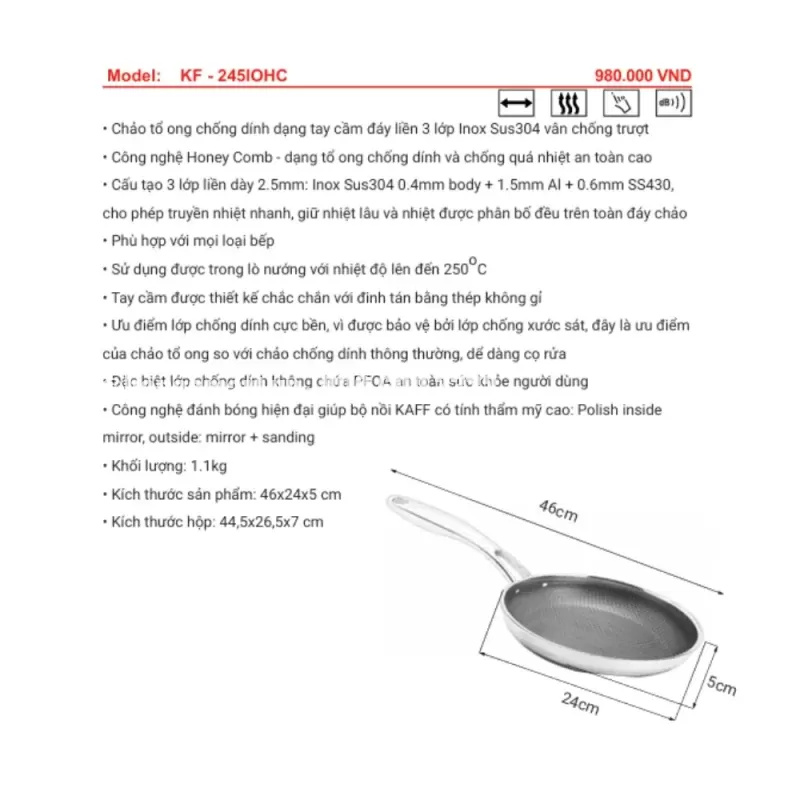 Chảo inox KAFF KF-245IOHC