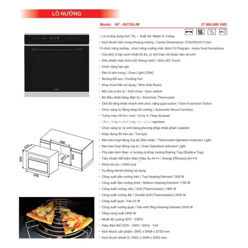 Lò nướng KAFF KF-BI75SLIM