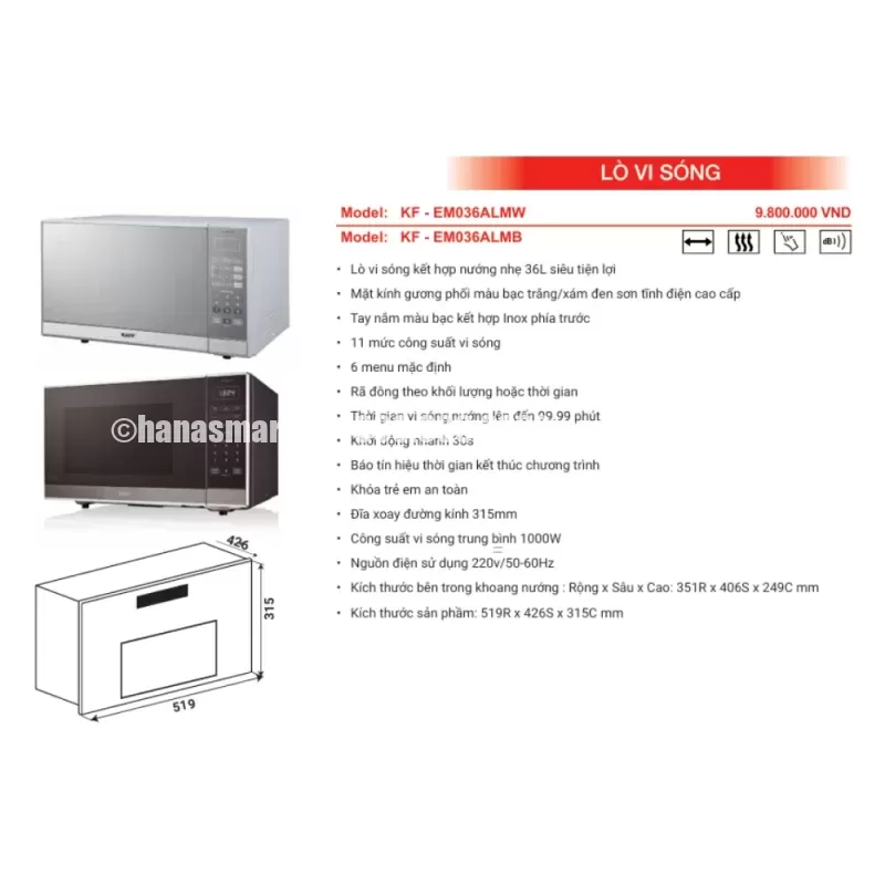 Lò vi sóng KAFF KF-EM036ALMB