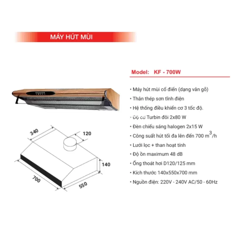 Máy hút mùi KAFF KF-700W