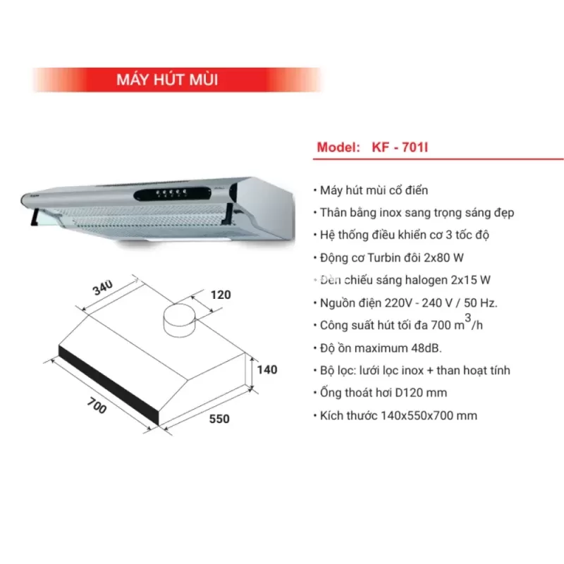 Máy hút mùi KAFF KF-701l