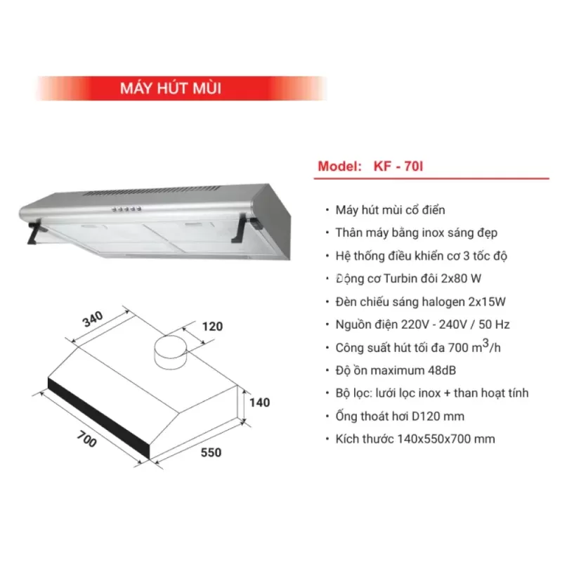 Máy hút mùi KAFF KF-70I