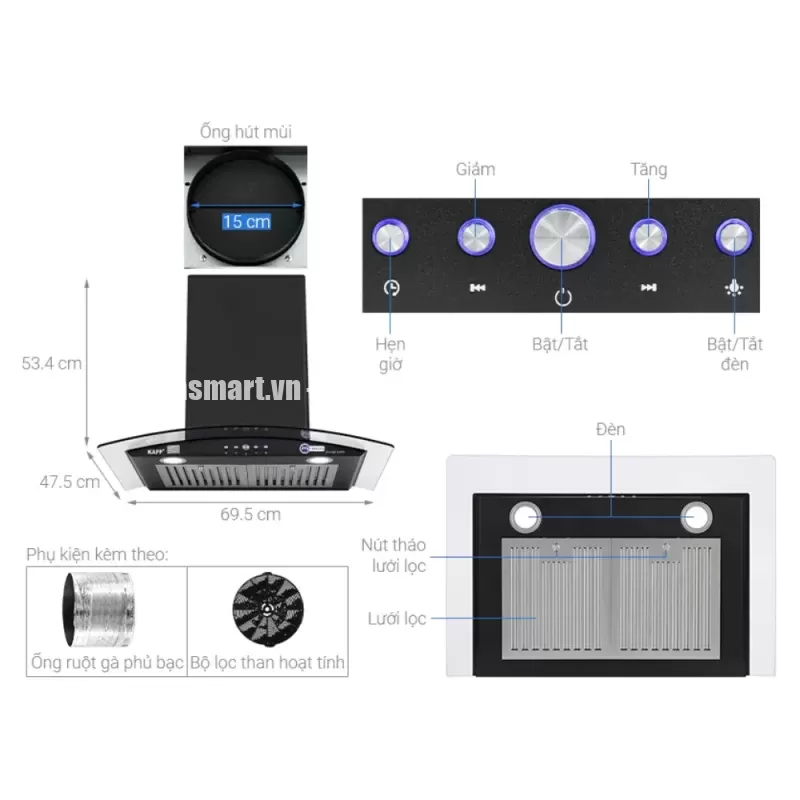 Máy hút mùi KAFF KF-GB107PB