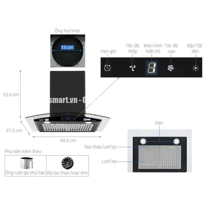 Máy hút mùi KAFF KF-GB207TB