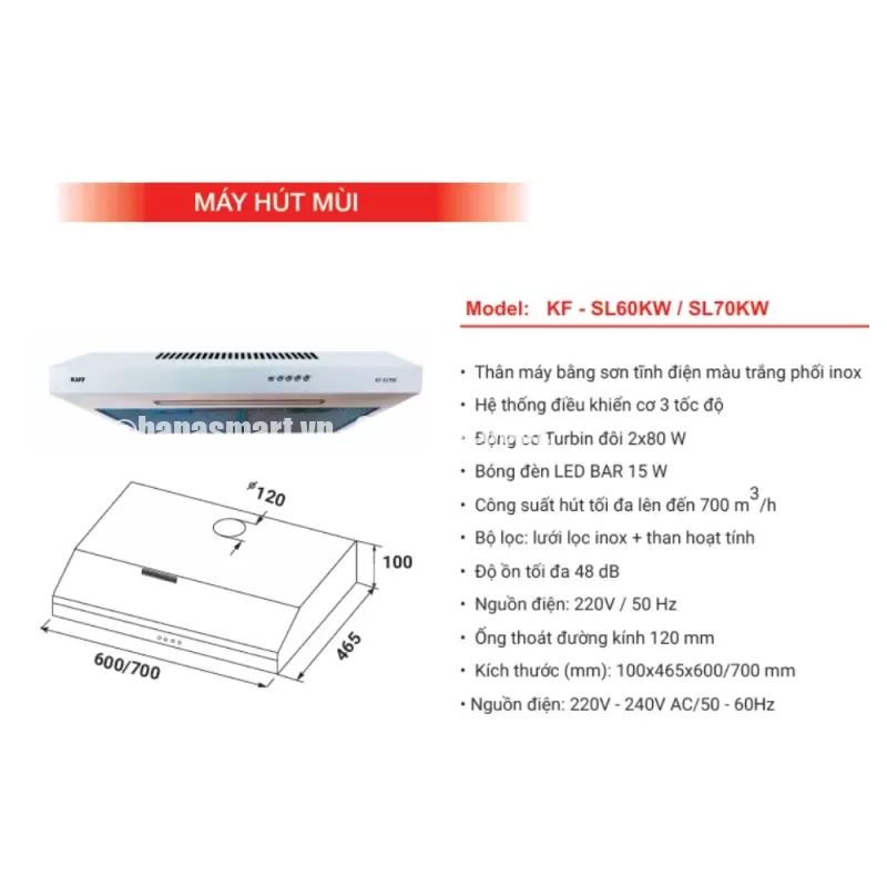 Máy hút mùi KAFF KF-SL60KW