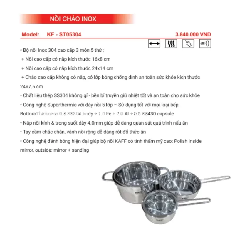 Nồi chảo inox KAFF KF-ST05304