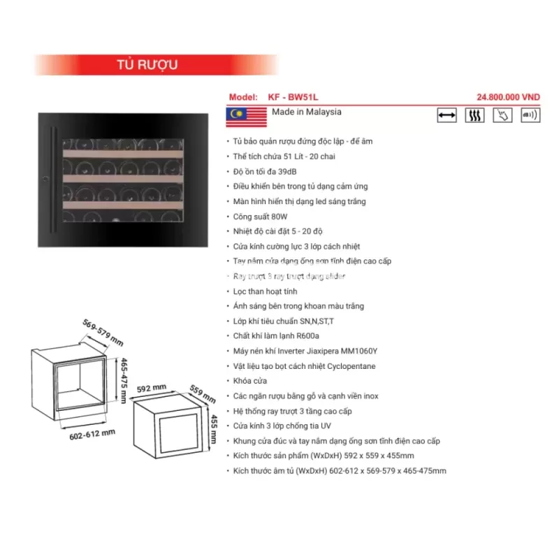 Tủ rượu KAFF KF-BW58L