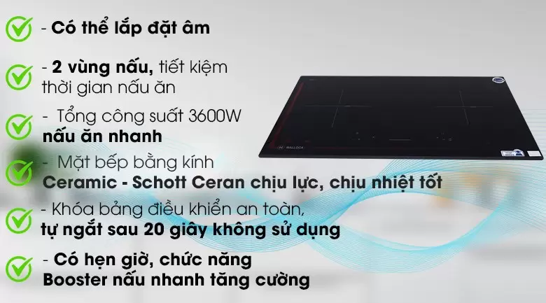 Bếp từ đôi Malloca MI 732 SL