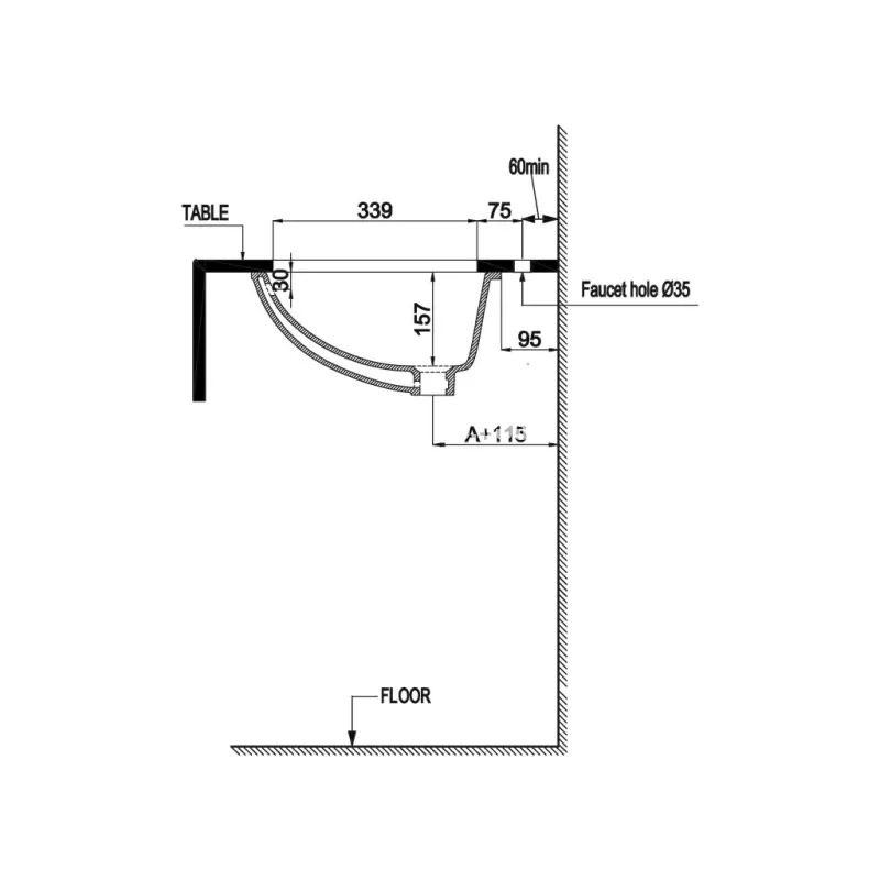 Chậu sứ lavabo âm bàn Hafele 588.79.015 Sapporo 570 - chau su lavabo am ban hafele 588 79 015 sapporo 5705