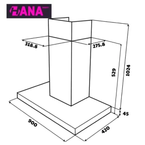 Máy hút mùi áp tường GrandX GX H90C69G - may hut mui ap tuong grandx gx h90c69g 1