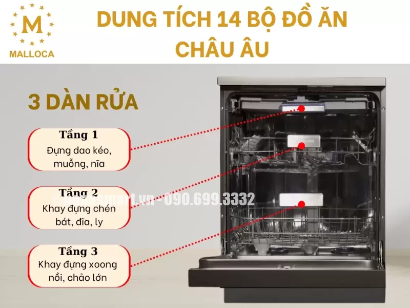 Máy rửa chén Malloca MDW14-BS10TFT - may rua chen malloca mdw14 bs10tft 3