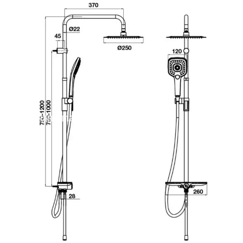 Thanh sen kết hợp kệ Hafele 589.23.155 chưa gồm bộ trộn - thanh sen ket hop ke hafele 589 23 1552