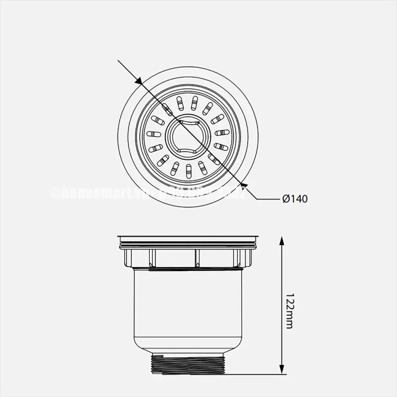 Bát rác inox KLUGER KS-501DN140B