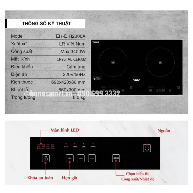 Bếp từ Chef's EH-DIH2000A