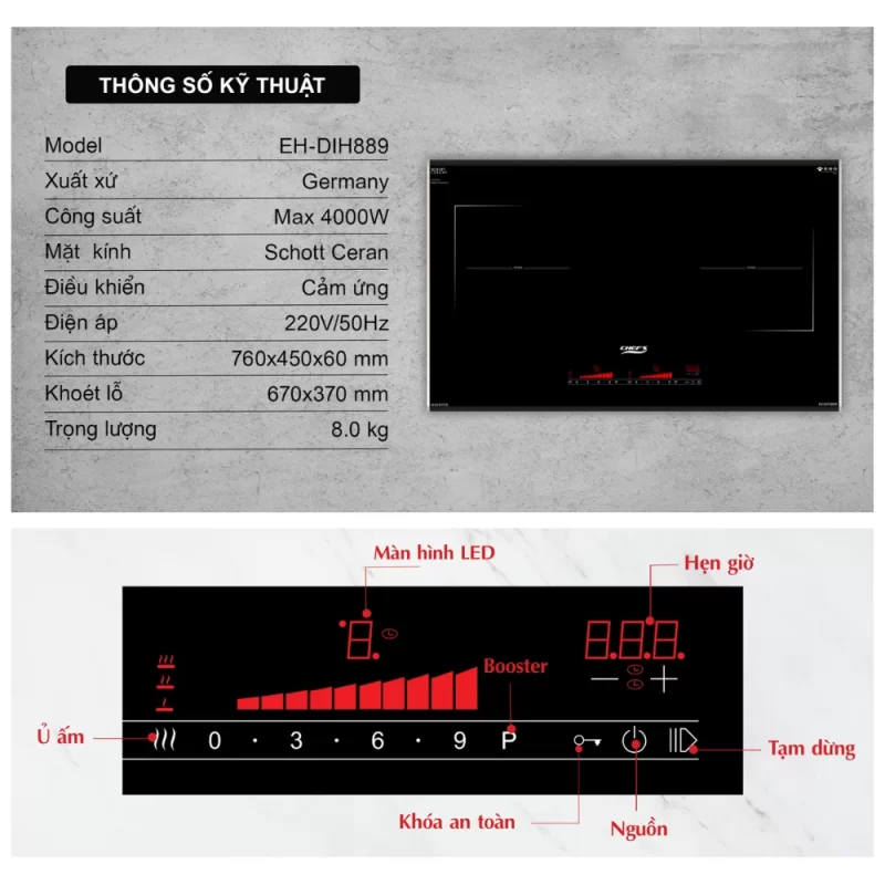 Bếp từ Chef's EH-DIH889 28 Bếp từ Chef's EH-DIH889