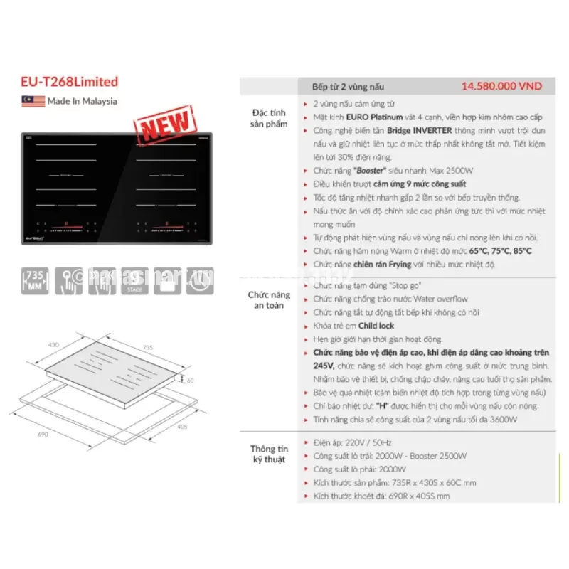 Bếp từ EUROSUN EU-T268Limited