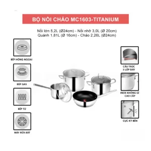 Bộ nồi inox EUROSUN MC1603-Titanium