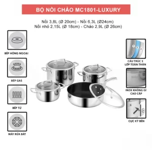 Bộ nồi inox EUROSUN MC1801-Luxury