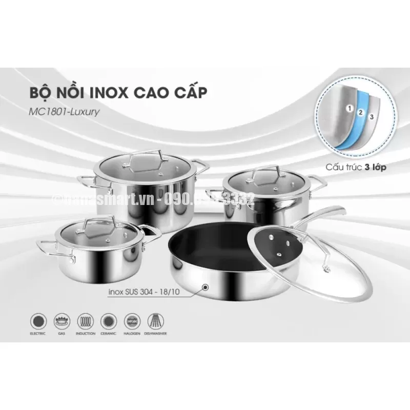 Bộ nồi inox EUROSUN MC1801-Luxury