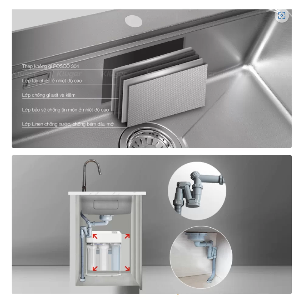 Chậu rửa bát KLUGER KH8048FS-S80 Plus