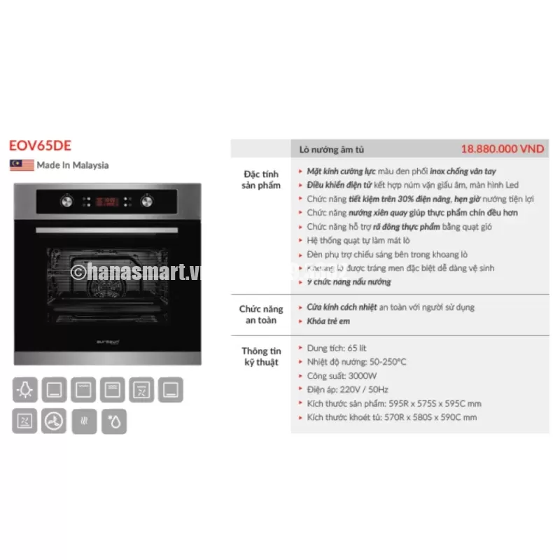 Lò nướng EUROSUN EOV65DE