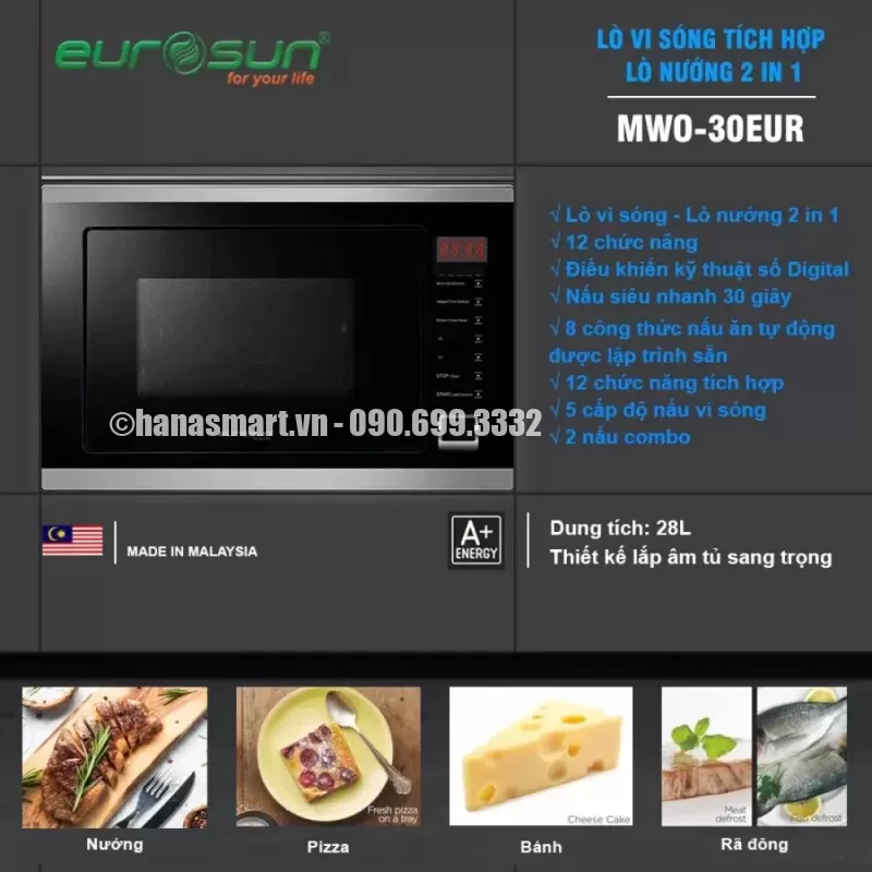 Lò vi sóng kết hợp lò nướng EUROSUN MWO-30EUR