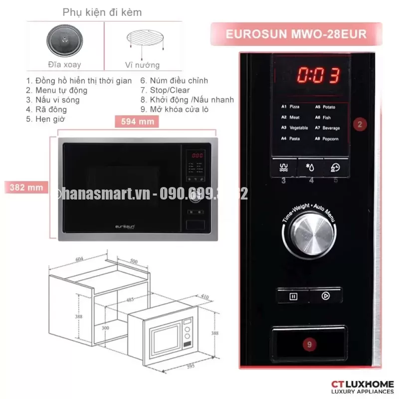 Lò vi sóng kết hợp lò nướng EUROSUN MWO-T26EUR