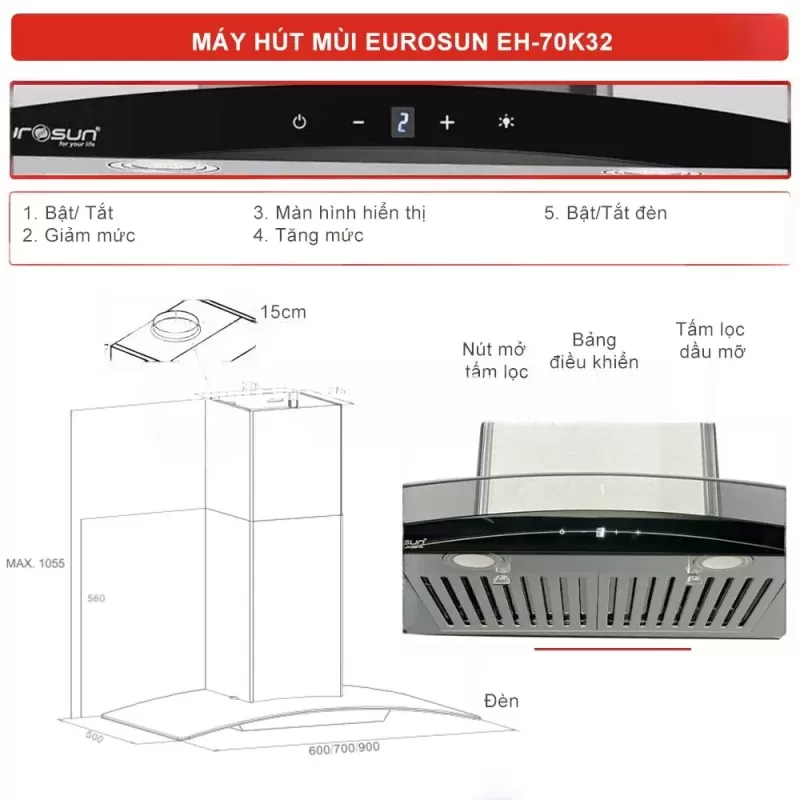 Máy hút mùi EUROSUN EH-70K32