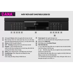Máy rửa bát EUROSUN SMS78EU12EB