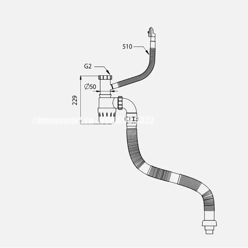 Siphon chậu rửa bát 1 hố KLUGER KSP-301