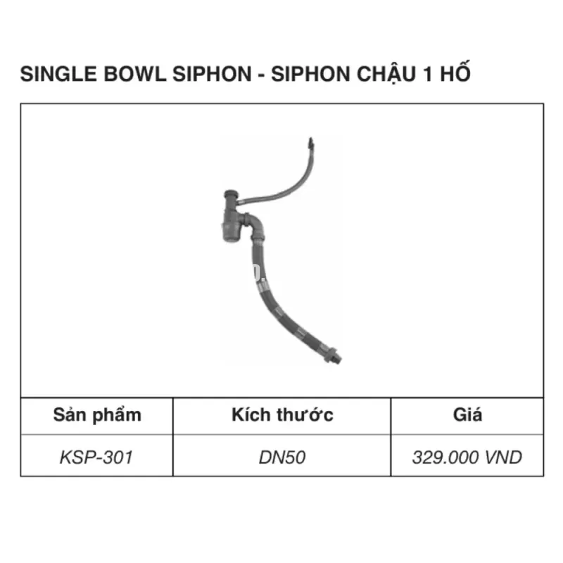 Siphon chậu rửa bát 1 hố KLUGER KSP-301