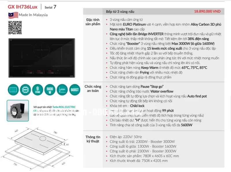 Bếp từ GrandX GX IH736LUX - bep tu grandx gx