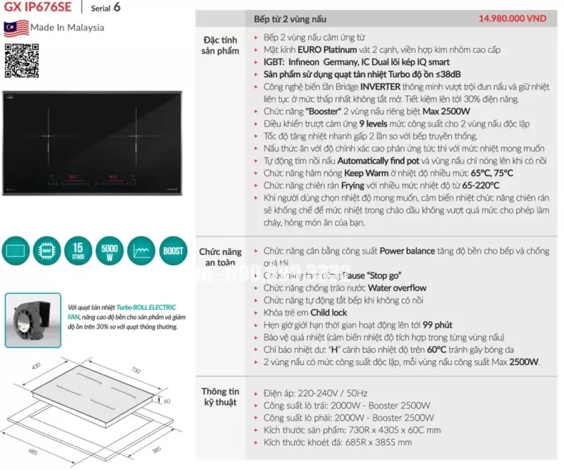 Bếp từ GrandX GX IP676SE - bep tu grandx gx ip676se 2