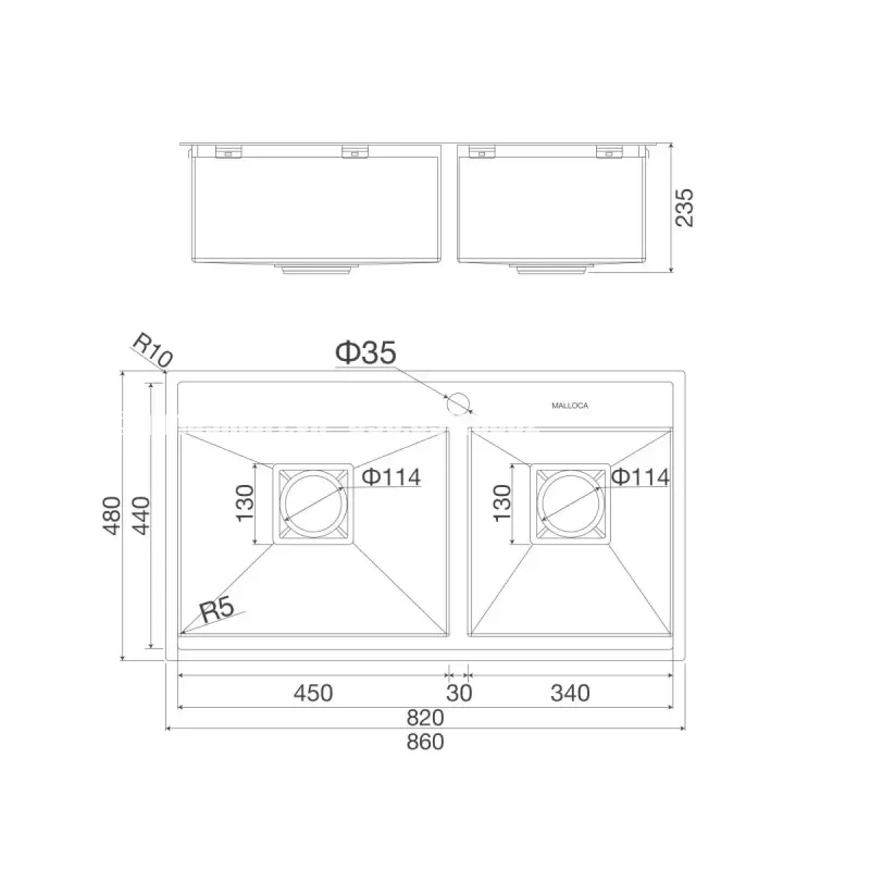 Chậu rửa chén Malloca MS 6304 ST - chau rua chen malloca ms 6304 st 1