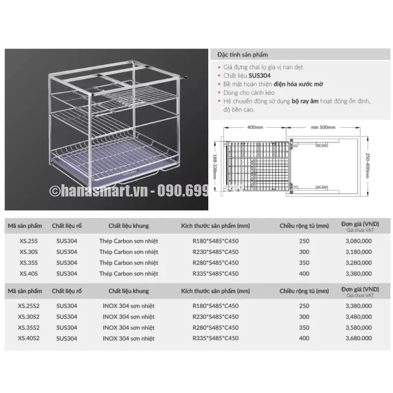 Giá đựng chai lọ gia vị GrandX XS.25S - gia dung chai lo gia vi grandx xs 25s 3