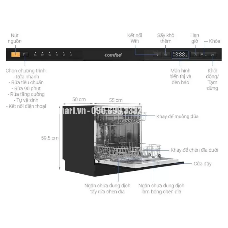 Máy rửa chén COMFEE CDW-8F60RB