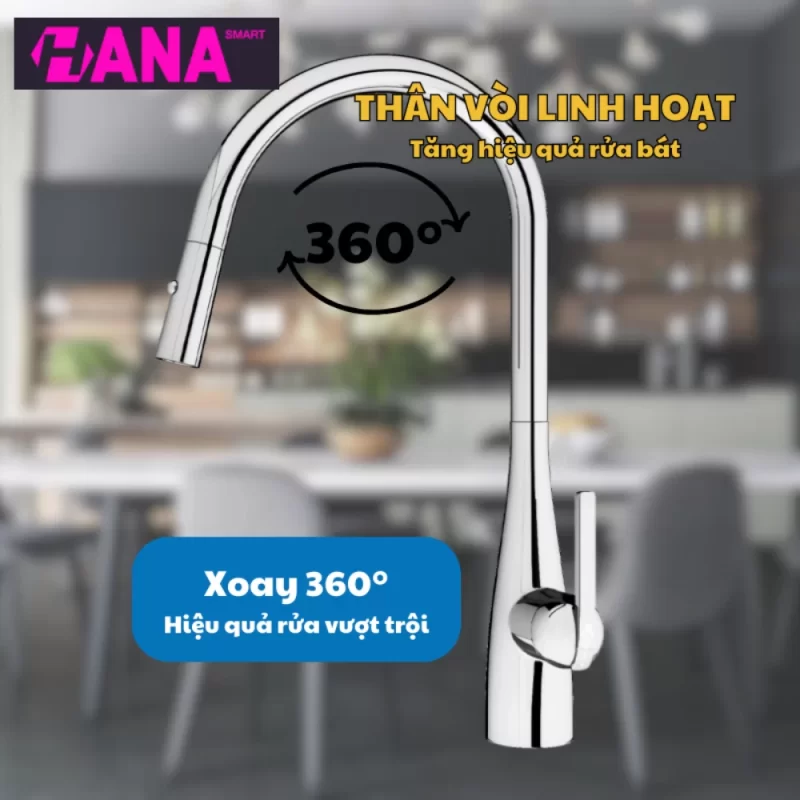 Vòi rửa bát KONOX Curva Chrome 19 Vòi rửa bát KONOX Curva Chrome