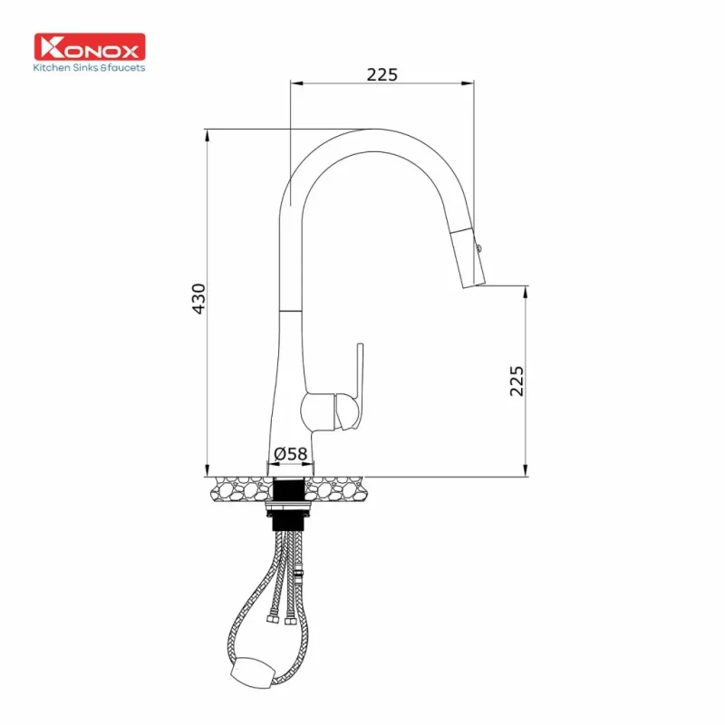 Vòi rửa bát KONOX Curva Chrome 21 Vòi rửa bát KONOX Curva Chrome