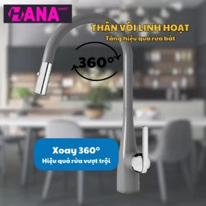 Vòi rửa bát KONOX Curva Grey