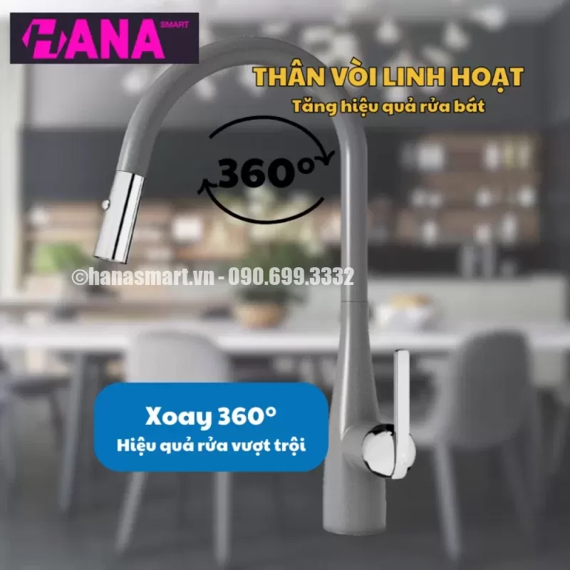 Vòi rửa bát KONOX Curva Grey