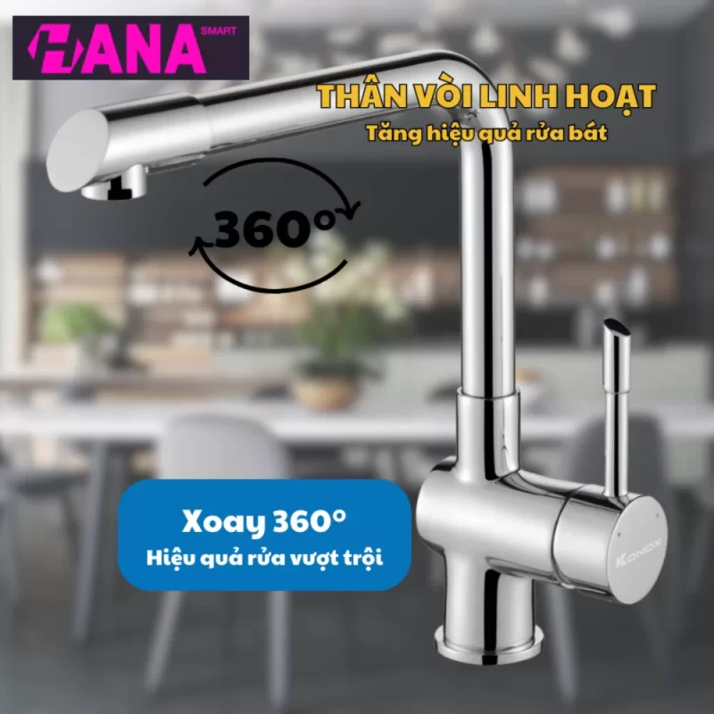 Vòi rửa bát KONOX Felix Chrome 19 Vòi rửa bát KONOX Felix Chrome