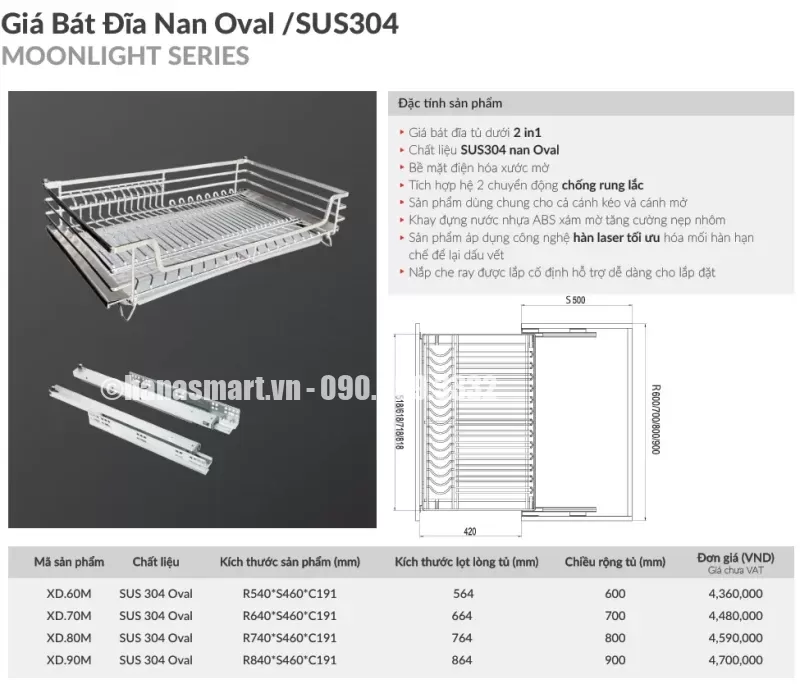 Giá bát đĩa tủ dưới GrandX XD.60M - gia bat dia tu duoi grandx xd 60m 3