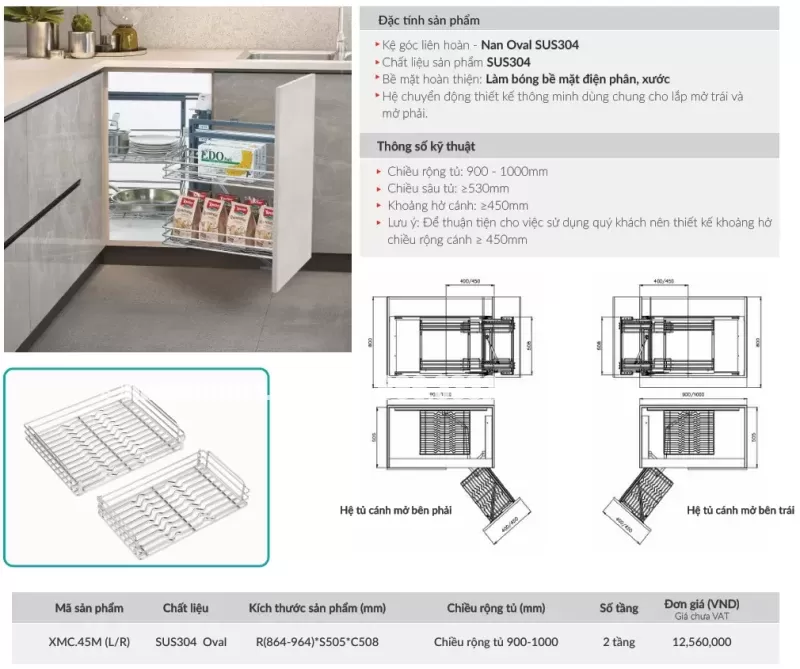 Kệ góc liên hoàn GrandX XMC.45M (L/R) - ke goc lien hoan grandx xmc 45m l r 4