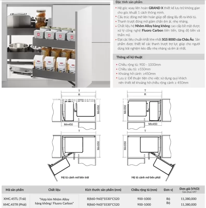 Kệ góc liên hoàn GrandX XMC.45TL - ke goc lien hoan grandx xmc 45tl 4