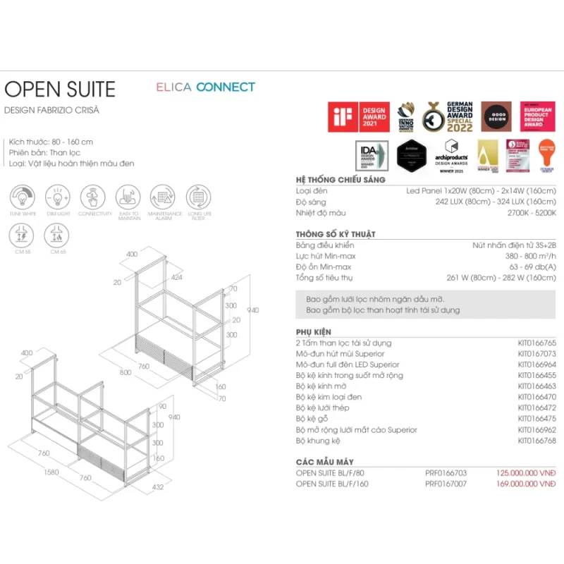 Máy hút mùi Elica OPEN SUITE BL/F/160 PRF0167007 - may hut mui elica open suite bl f 160 prf0167007 3