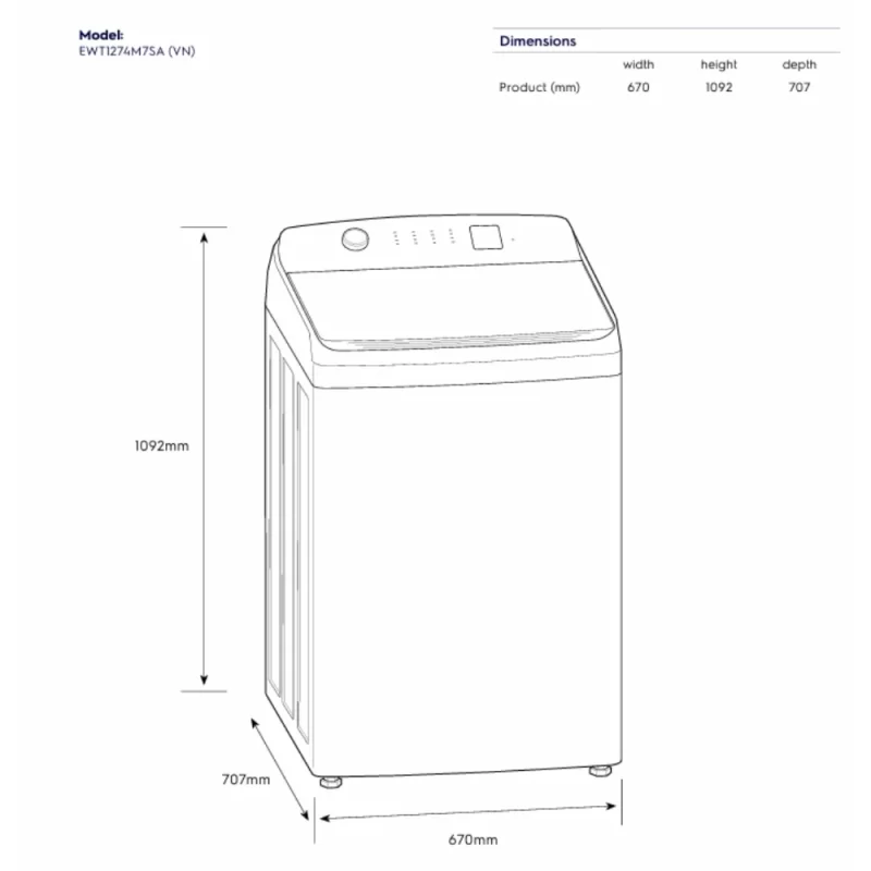 Máy giặt ELECTROLUX EWT1274M7SA 24 Máy giặt ELECTROLUX EWT1274M7SA