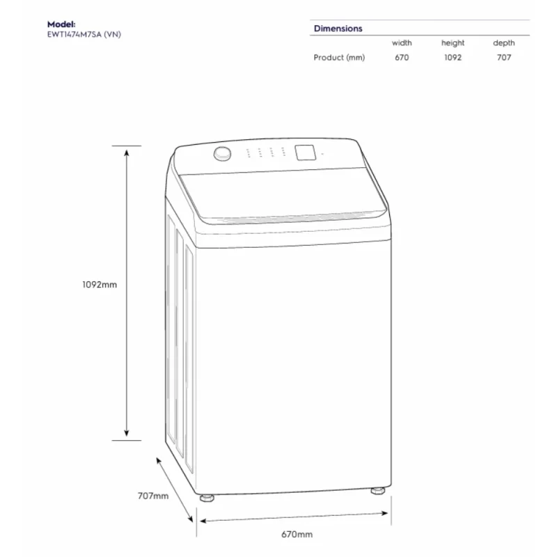 Máy giặt ELECTROLUX EWT1474M7SA 14 Máy giặt ELECTROLUX EWT1474M7SA