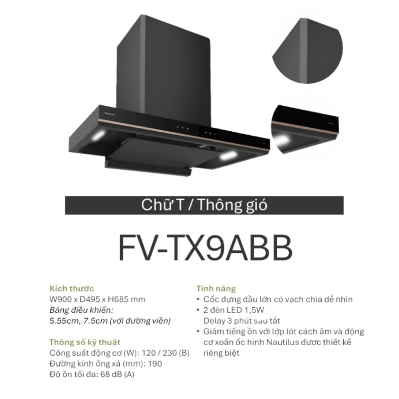 Máy hút mùi PANASONIC FV-TX9ABB 13 Máy hút mùi PANASONIC FV-TX9ABB