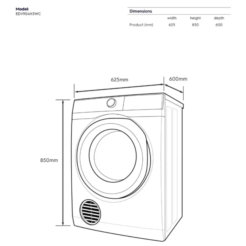 Máy sấy ELECTROLUX EDV904H3WC 16 Máy sấy ELECTROLUX EDV904H3WC