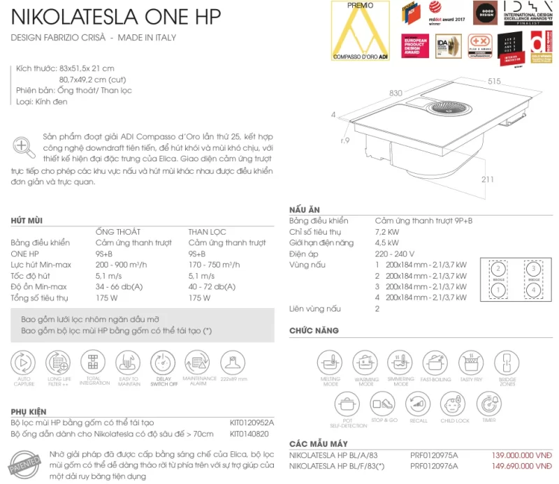 Bếp từ kết hợp hút mùi Elica NIKOLATESLA HP BL/A/83 PRF0120975A 18 Bếp từ kết hợp hút mùi Elica NIKOLATESLA HP BL/A/83 PRF0120975A